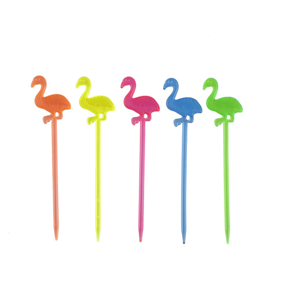 Palillos para bufé de comida de flamenco, 50 unidades, magdalenas y frutas, tenedor, pastel, postre, ensalada, palitos, palillos de dientes de cóctel, pincho, suministros de