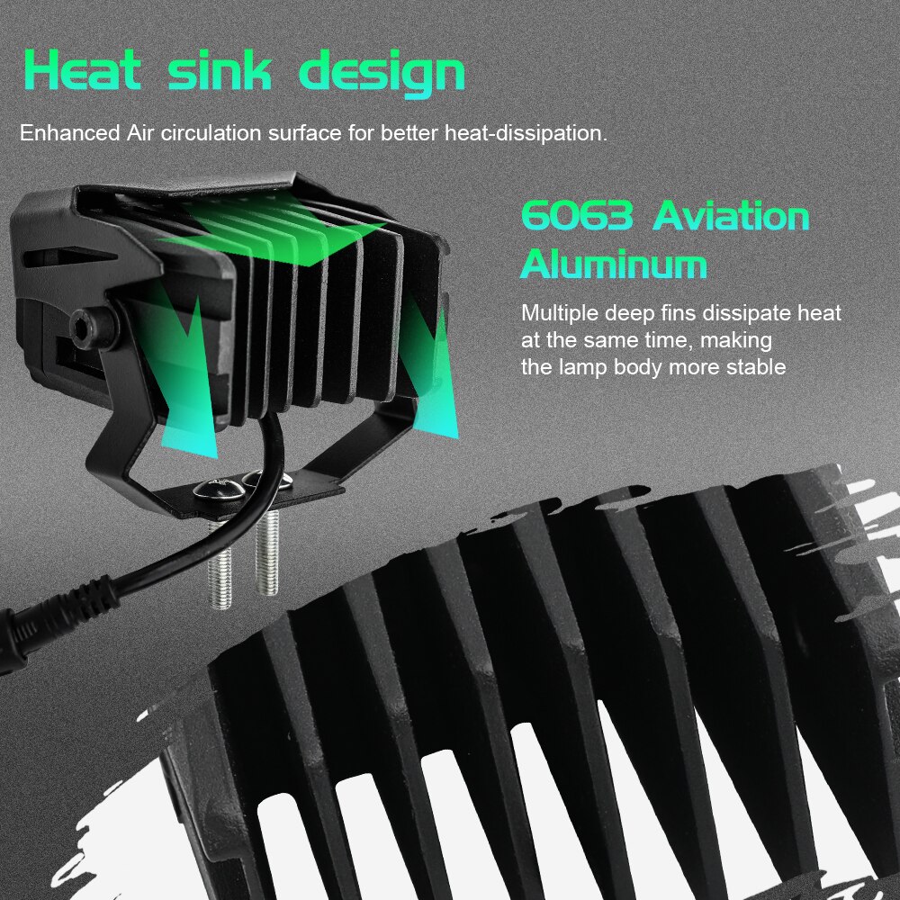 UNI-SHINE 3inch Led Light Bar/Work Light 100W 6000K 3000K White Yellow Led Work Light Bar for Offroad Tractor Truck 4x4 SUV ATV