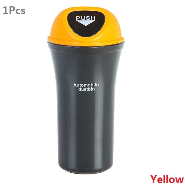 Mini cubo para colgar basura de coche de 9cm * 7cm * 20cm, caja de almacenamiento multifunción para cáscaras, accesorios para coche, suministros multifunción, duradero,: Amarillo
