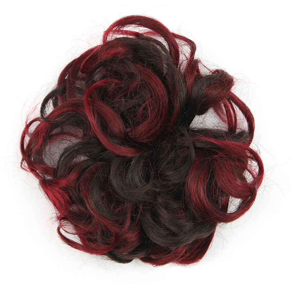 Syntetiskt rufsigt hårband vinrött uppsatt hårband flexibla scrunchies lockiga löshår chignon hårband scrunchie: #6