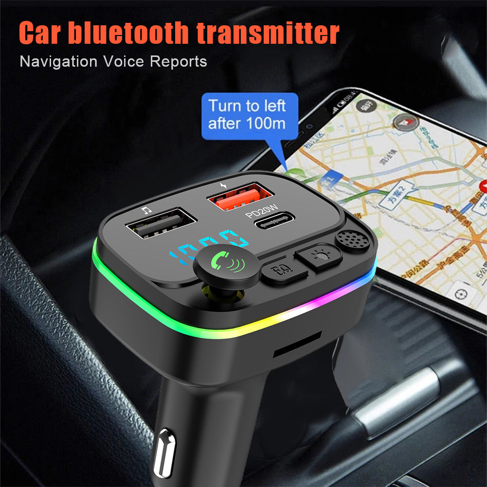 Car fast charger,  mp3 music players, navigation, voice reports, hands-free calling, audio receiver, wireless bluetooth 5,0 fm transmitters