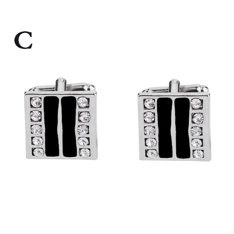 1 paar hoogwaardige Sieraden Unisex Wit Paars Emaille Crystal Manchetknopen Wedding Party Manchetknopen Franse shirt Manchet Knoppen: C