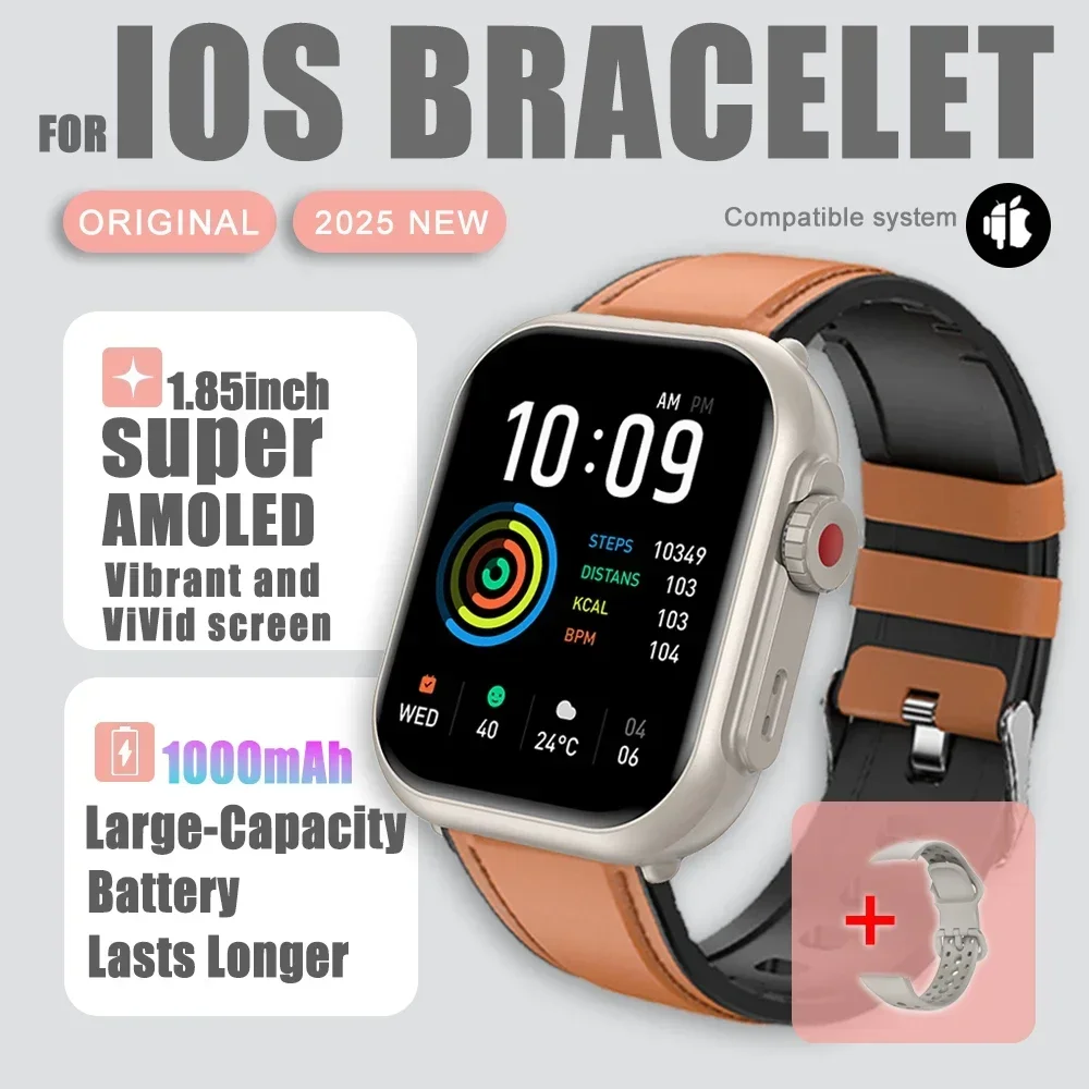 2025 novo relógio ultra 2 se masculino feminino 1000mah gps track watch freqüência cardíaca 100 + esporte bt chamada à prova dwaterproof água relógio inteligente para ios android: CINZA