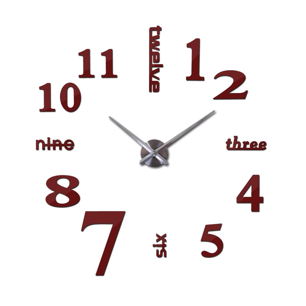 Horloge à Quartz pour montres de | Autocollant mural 3d, grand format, miroir ruché, moderne, tendance, , bricolage: Rouge / 47inch