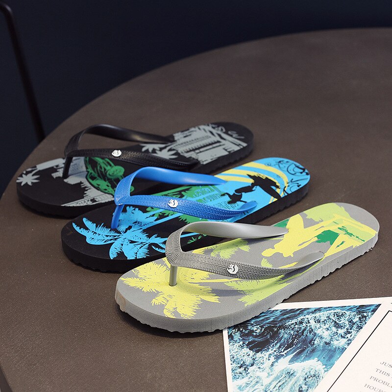Chanclas de verano a la antideslizantes para Hombre, zapatillas negras de cocotero, zapatos de playa informales transpirables para exteriores, Sandalias para Hombre