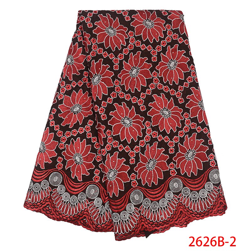 Schweizer Schleier Schnürsenkel in schweiz Afrikanischen Trockenen Spitzen Stoff Emboridery Baumwolle mit steinen KS2626B-1