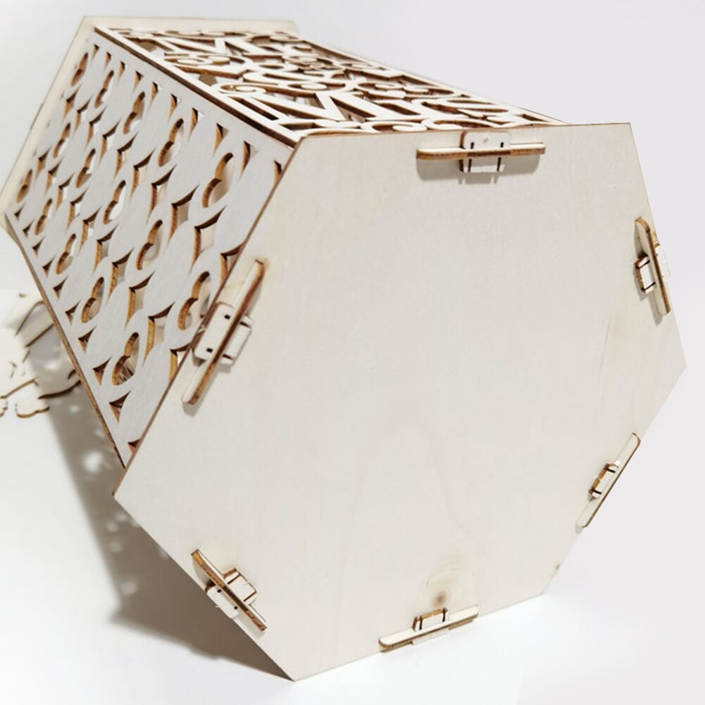 Utsökt diy-gradering trä hexagon fest inredning födelsedag samling baby shower bröllop kortlåda vintage årsdag
