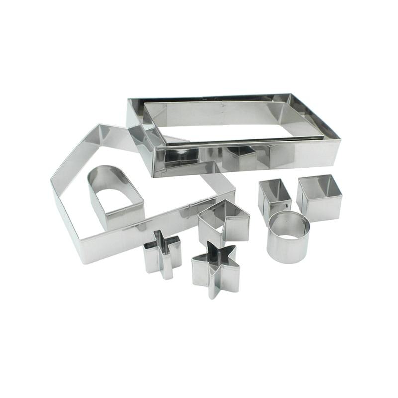 10pcs Peperkoek Huis Cookie Cutters Kerst Koekjes Mallen Bakvorm voor Maken Chocolade Cupcake Fondant