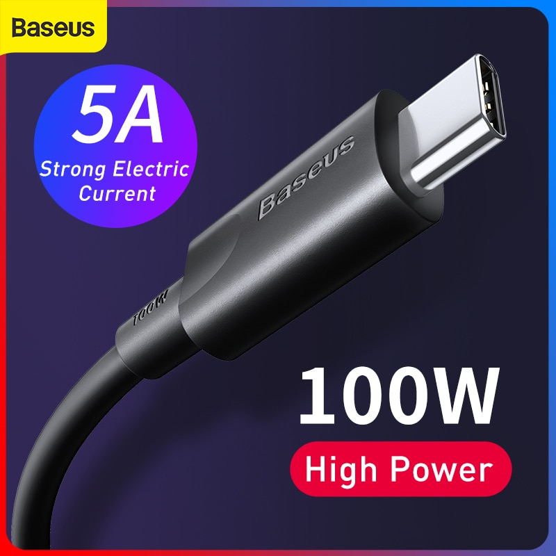Baseus usb type c-kabel 5a snel opladen voor samsung xiaomi mobiele telefoon usb-kabel voor oplader en datakabel 100w snel opladen usb-kabel