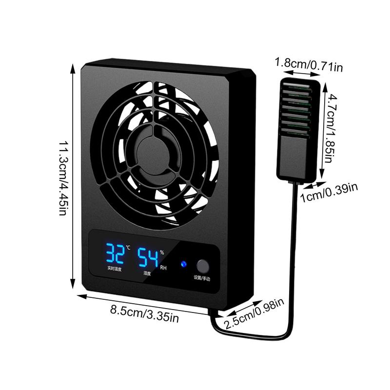 Temperaturgesteuerter Lüftungsventilator für Reptiliengehäuse, intelligenter Lüfter mit LED-Anzeige, geräuscharm, für Amphibien, Schlangen