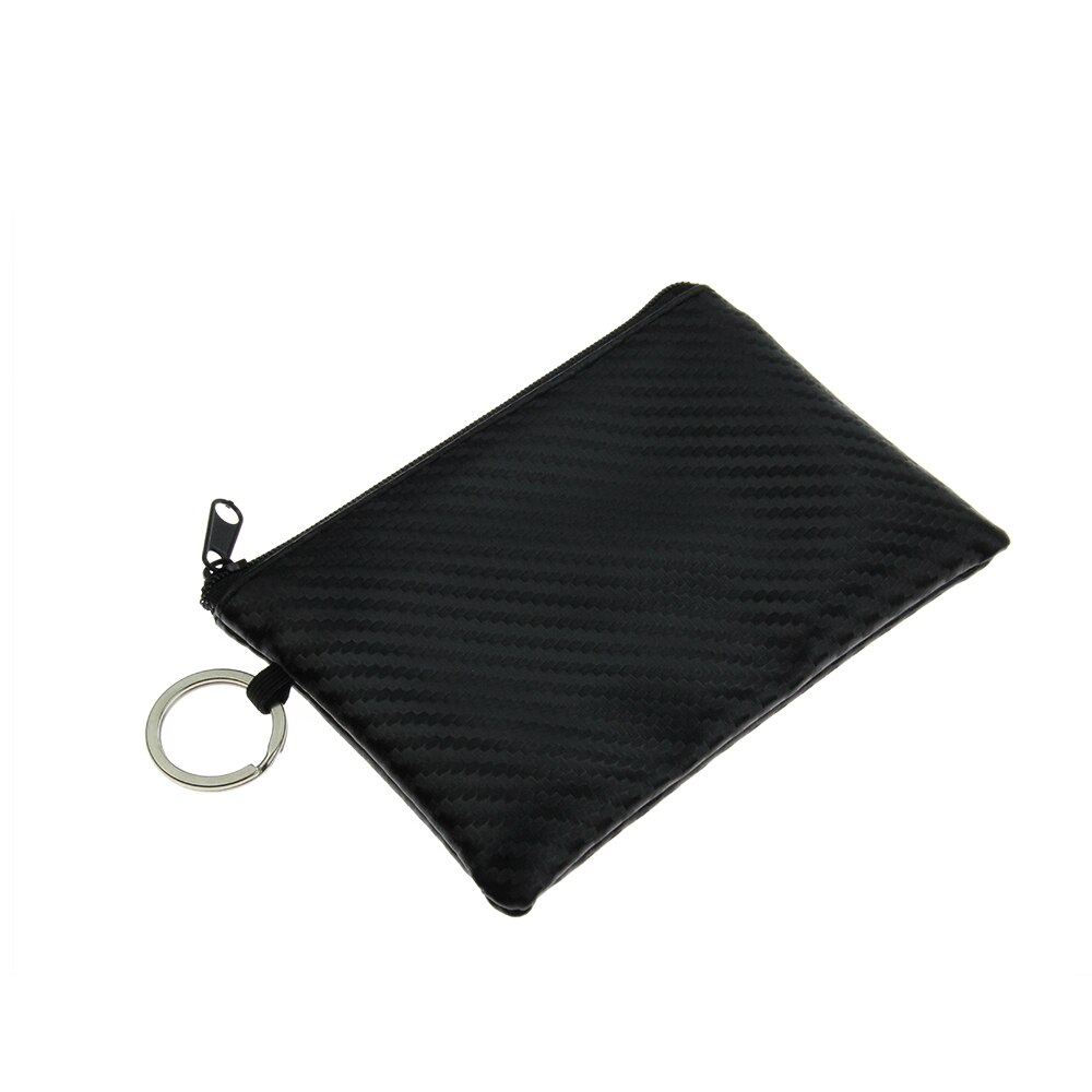 Mini fones de ouvido bolsa de fibra de carbono bolsa de couro do plutônio pequeno zíper moeda bolsa titular do cartão dinheiro chave carteira com anel presentes