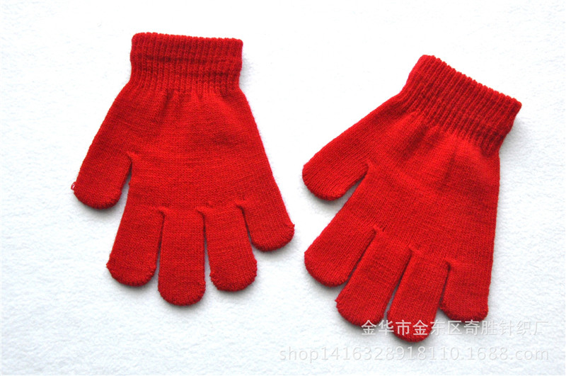 Warme Winter Vinger Handschoenen Kids Kinderen Leuke Solid Wol Gebreide Elastische Handschoenen Mode Accessoires-Qsd: 1