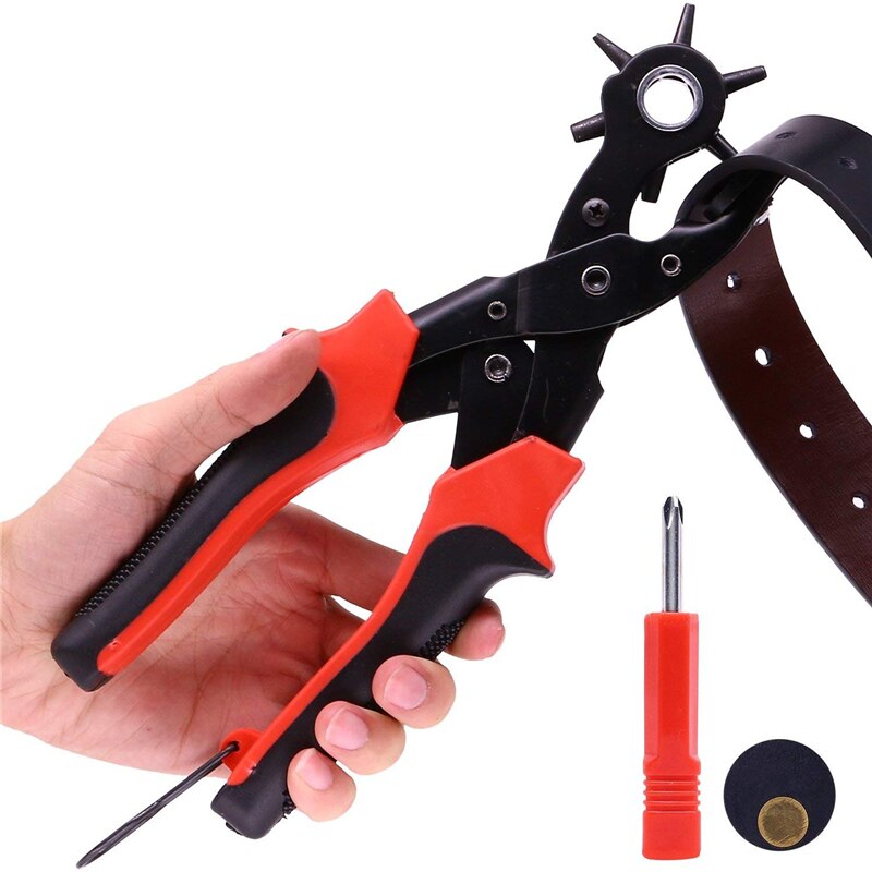 Punching Revolving Leather Punch Plier Punch Hole Tool Puncher for Belts Saddle Watch Bands Strap Shoe Fabric Paper Leathercraft