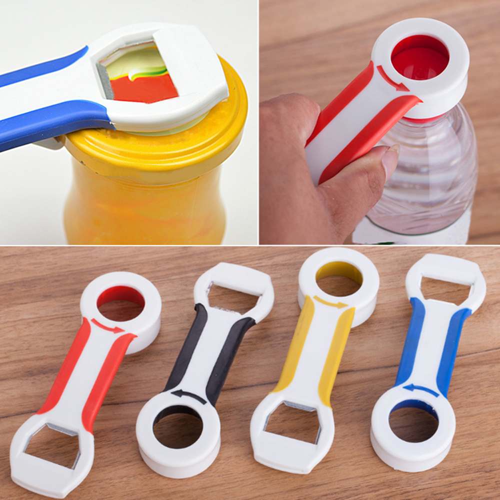 4 In1 Multi Apri Bottiglie Lattine Barattoli Tappi a vite Apri tappo di bottiglia Coperchi per barattoli Apri coperchi in vetro Rimozione Accessori da cucina