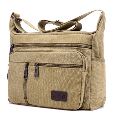 men messenger bags handbag single shoulder bag canvas material: Khaki big