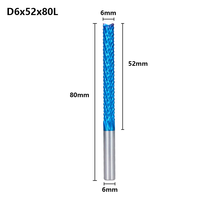 XCAN Corn Milling Cutter 6mm Shank Carbide PCB Milling Bit End Mill Nano Blue Coated CNC Router Bits For Engraving Machine: D6x52x80L