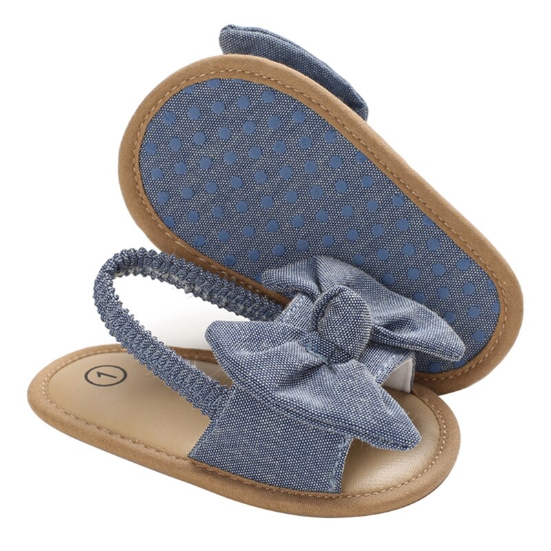 Trendy babymeisjes sandalen met strikknoop zomer zachte zool platte prinsessenjurk schoenen baby antislip eerste stappers schoenen