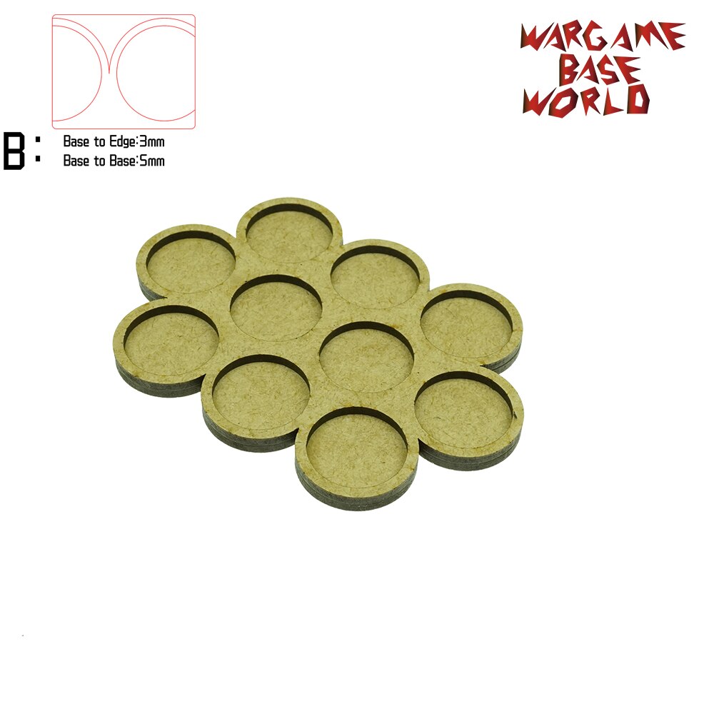 Wargame base world - bevægelsesbakke  - 10 baser 25mm runde - forstyrrelser form mdf