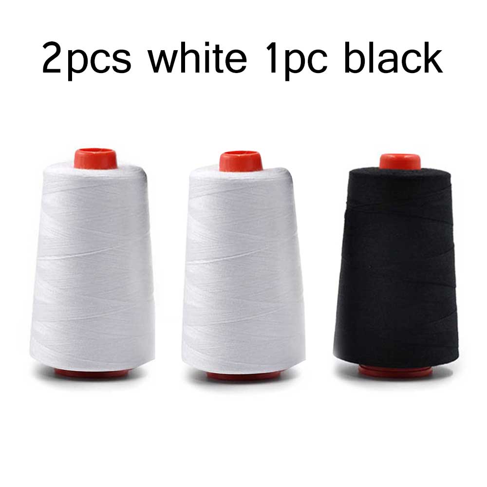 INNE 3000 Yards Length Sewing Overlock Thread 40S/2 Threads Polyester White Spool Sew Accessories Parts: 2pcs white 1pc black