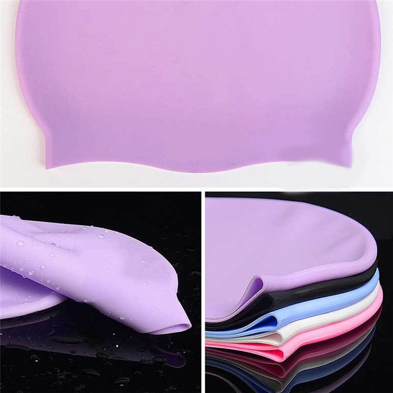 Bonnet de bain en tissu pour femmes et hommes, protection des cheveux longs, fleurs plissées, imprimé, grande taille