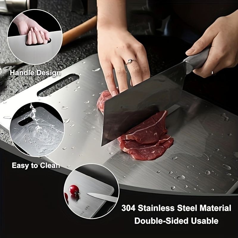 Conjunto de placa de corte de aço inoxidável, 1-5 peças, para corte de vegetais, carne e pão com contato de alimentos, placa de corte segura para fácil limpeza
