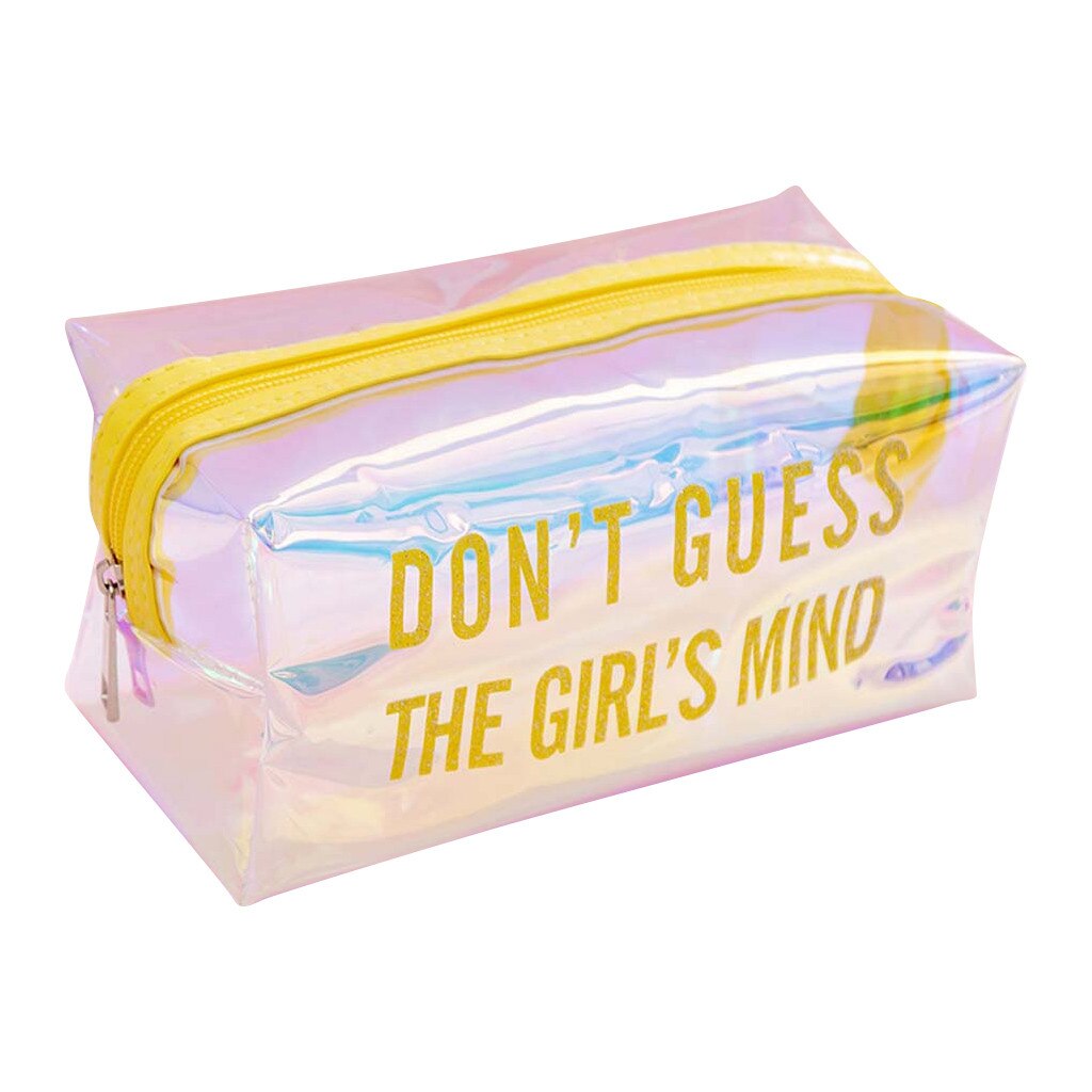 Transparent Large Capacity Pencil Case Big pencil bag kawaii Makeup Bag Stationery Storage Clear Pencil Pouch Makeup Storage Bag: YE