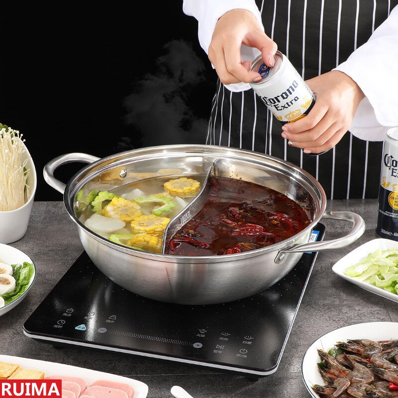 Edelstahl Topf Eintopf Induktion Herde Gasherd Kompatibel Topf Heimat Küche Kochgeschirr Suppe Kochen Topf Zwilling Unterteilt