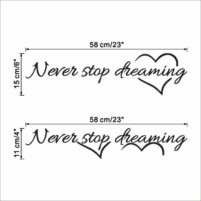 Nooit Stoppen Dromen Citaat Verwijderbare Muursticker Vinyl Art Decal Thuis Woonkamer Decor