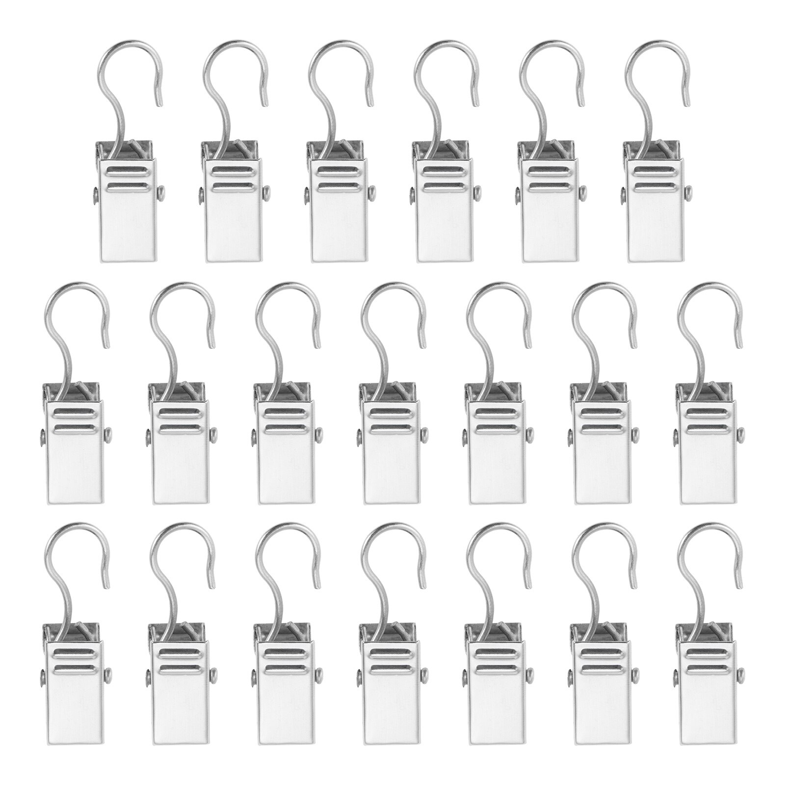 20pcs/set Curtain Clips with Hooks Iron Hanger Open/Closed Window Hanging Silver/Black 3.3cm Photo Display Plating Home Decor: Silver Opening