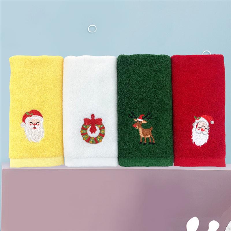 2 stk juleansigt håndklæde luksus bomuld julemønster håndklæde julemanden elg ansigt vask håndklæde klud adgang til badeværelset
