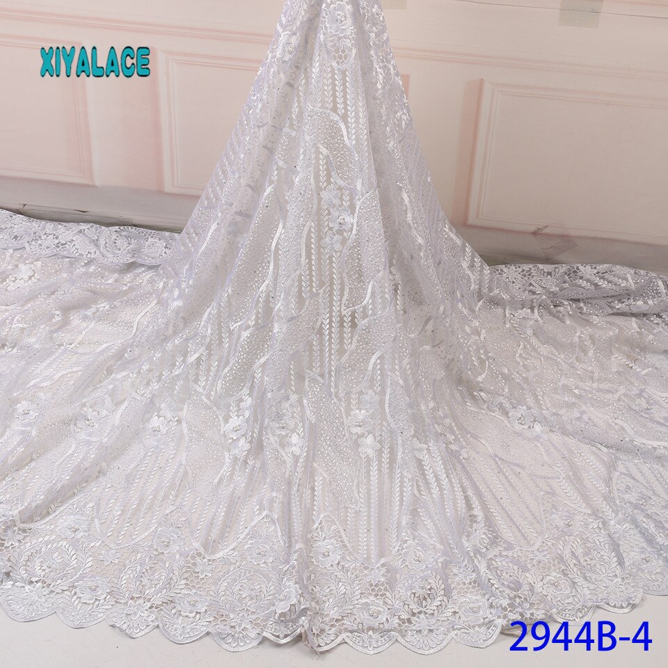 Luxury Pure White African Mesh Lace Fabrics Nigerian French Tulle Lace 