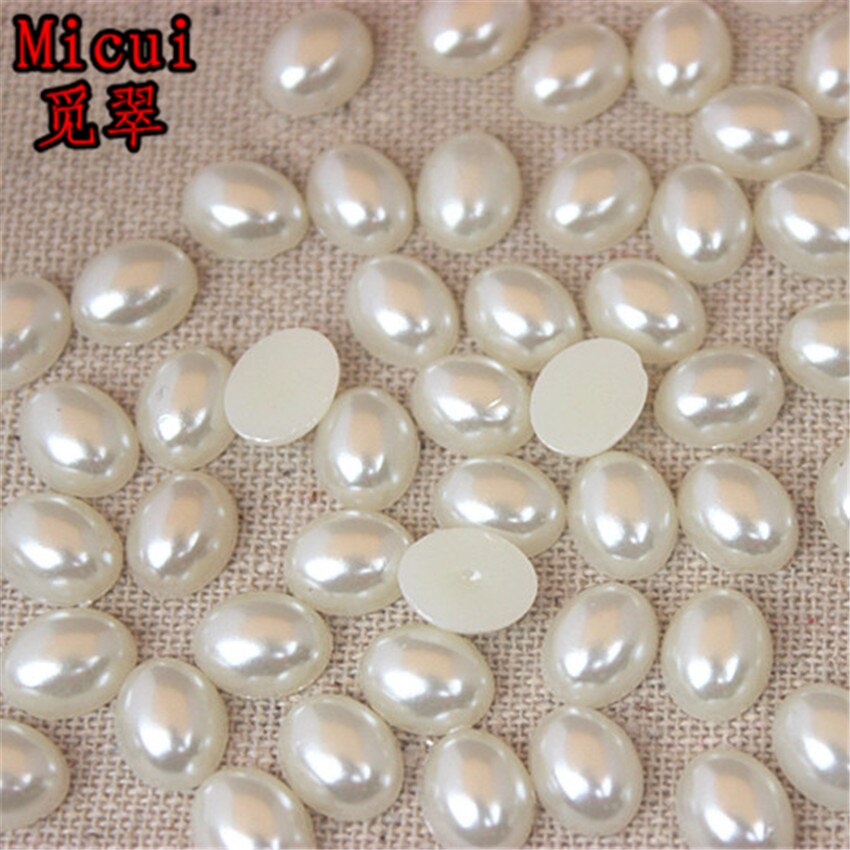 Micui 6*8/8*10/10*14/mm Ovale Parel Kralen ABS Half Parels plaksteen Scrapbooking Bead Voor Sieraden Maken Kleding Decoratie SM211