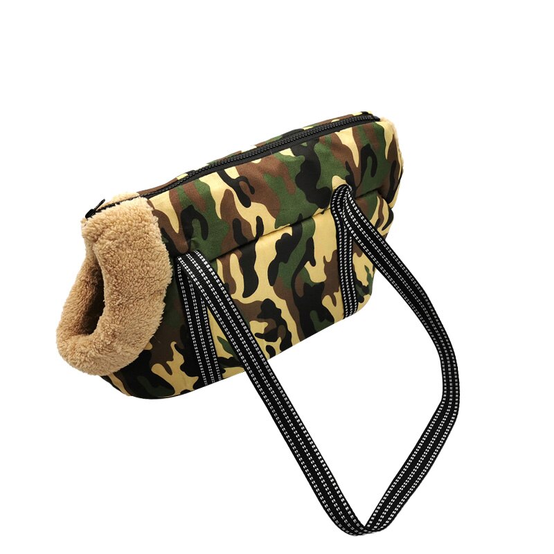 Sac à bandoulière de transport pour chien, sacoche de voyage pour animal de compagnie, pour chien, chat, chiot, Chihuahua, carlin, petit chien, S/L: Camo Plush / 55x26x27cm
