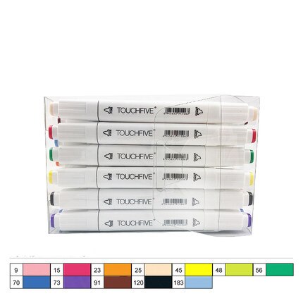 Touchcinco marcadores para desenho 12/24/30/40/60/80/168 cores ponta de escova dupla marcador de arte profissional de álcool anima: 12 Colors white