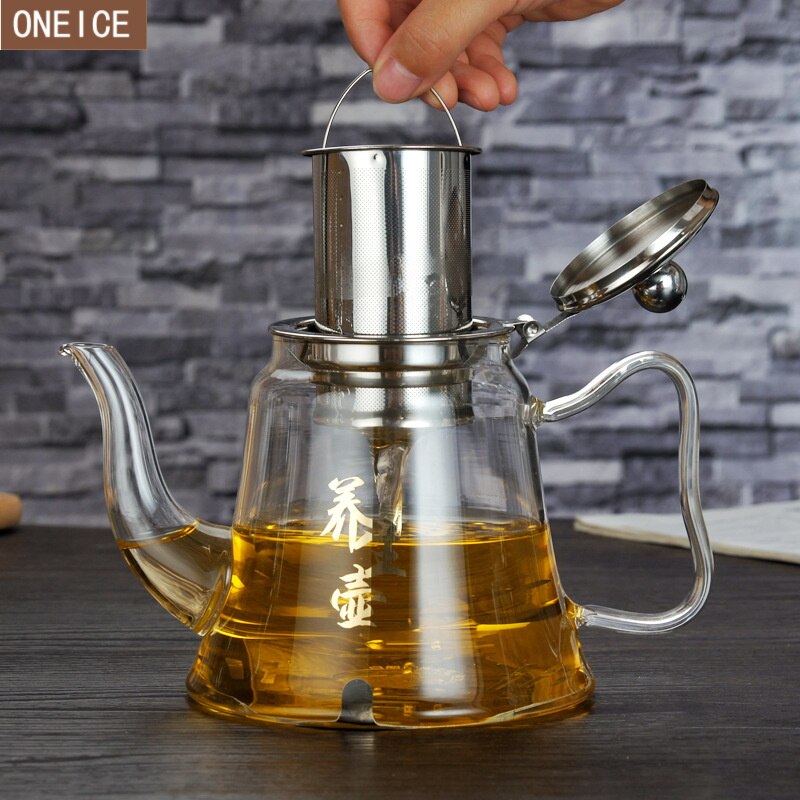 1200ml transparent heat-resistant glass coffee pot Chinese Kung Fu teapot built-in 304 stainless steel tea leak fruit juice jug