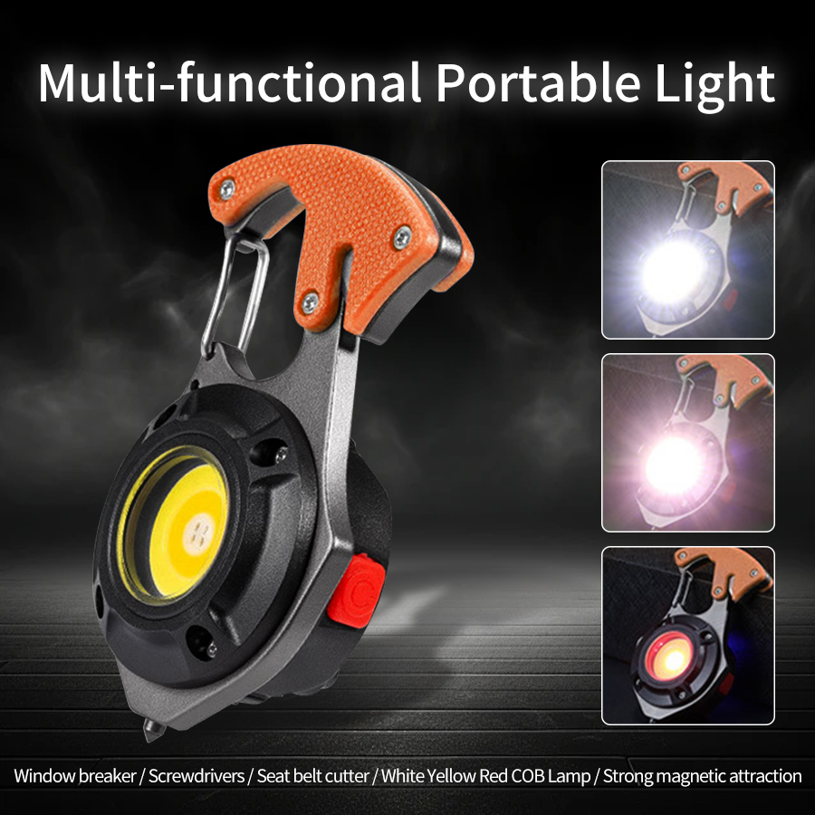 Led-lommelygte bærbar multifunktionel mini-cob-nøgleringslampe usb-genopladelig arbejdslampe stærk lommelygte camping-udendørslampe