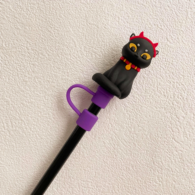 Hallowmas Pumpkin Straw Cover Cap Suitable For Starbucks 7-8mm Sippy Tumbler Cup Silicone Straw Covers Reusable Dust Stopper: plum