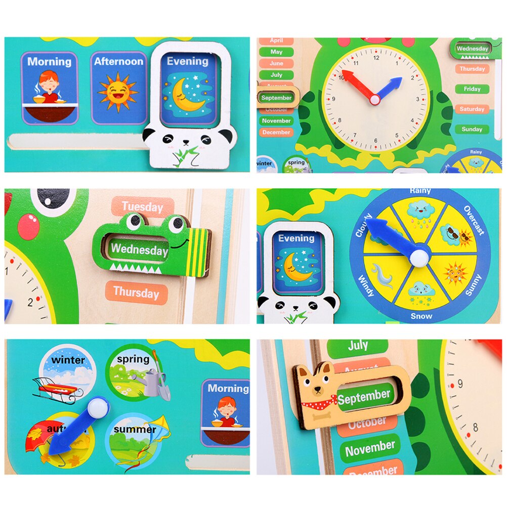 Calendario de madera para niños, tablero, reloj, juguete, educación preescolar, aprendizaje, tiempo cognitivo, temporada, juguete educativo,