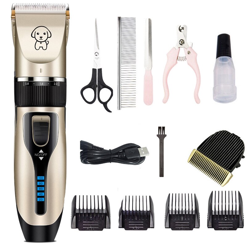 Oplaadbare tondeuse voor huisdieren, honden, katten, dieren, geluidsarme tondeuse, scheerapparaat, batterijdisplay: K5- d-kit 5