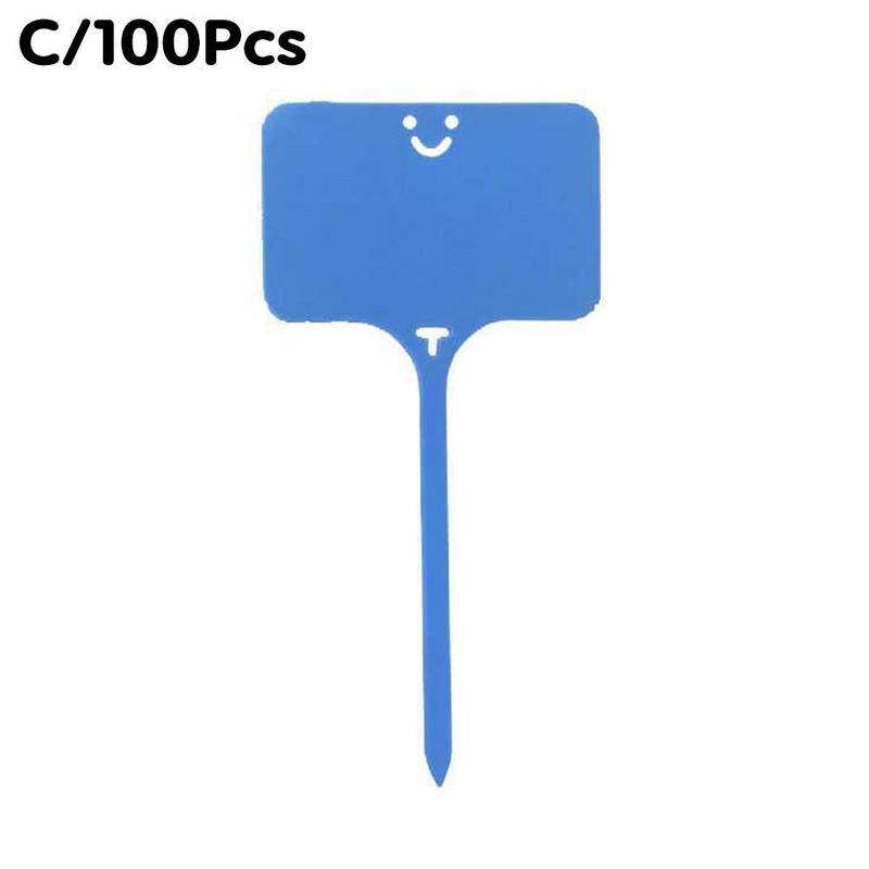 100PCS Garden Plastic Plant Labels T-Type Tags Waterproof Re-Usable Markers Record Plate Flower Vegetables Potted Sign Stakes: C