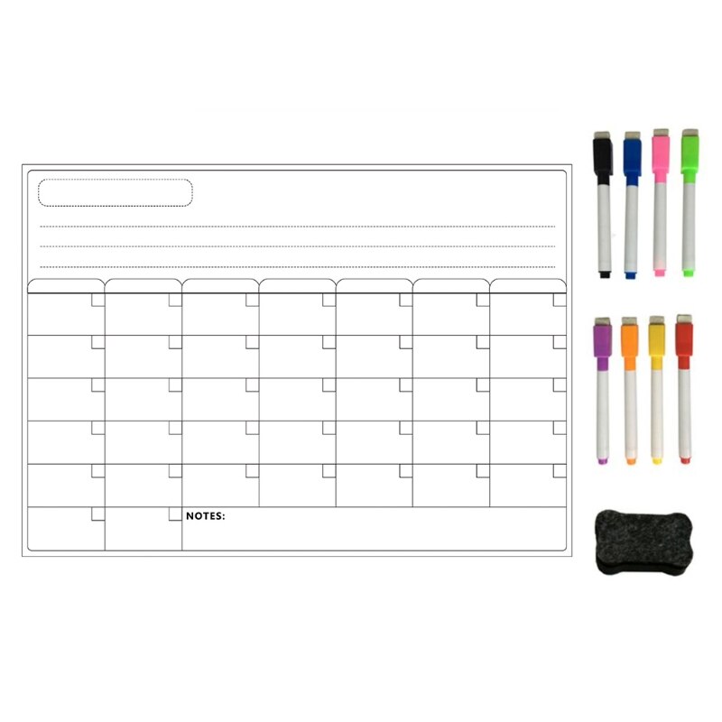 Magnetic Refrigerator Chalkboard,Weekly Menu, Meal Planner, Grocery Shopping List, Board, for Kitchen Fridge: White