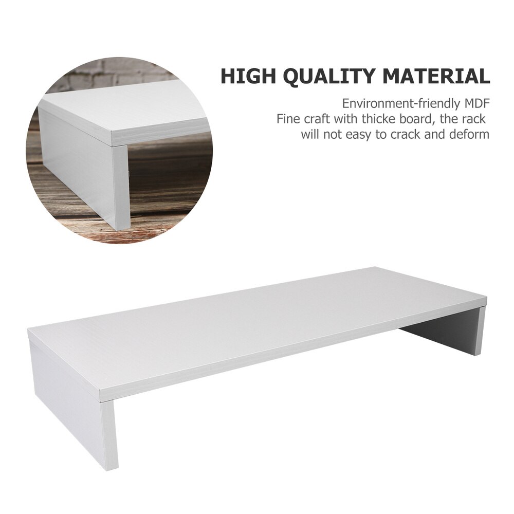 Multi-function Desktop Monitor Stand Computer Screen Riser Thicken Board Rack Laptop Stand Desktop Notebook TV Shelf (White)