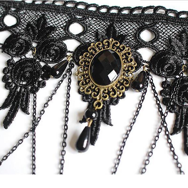 Gothic Style Sieraden Set Vintage Kant Choker Ketting Ring Hand Armband Oorbellen Set Sieraden Accessoires Party Dress Up