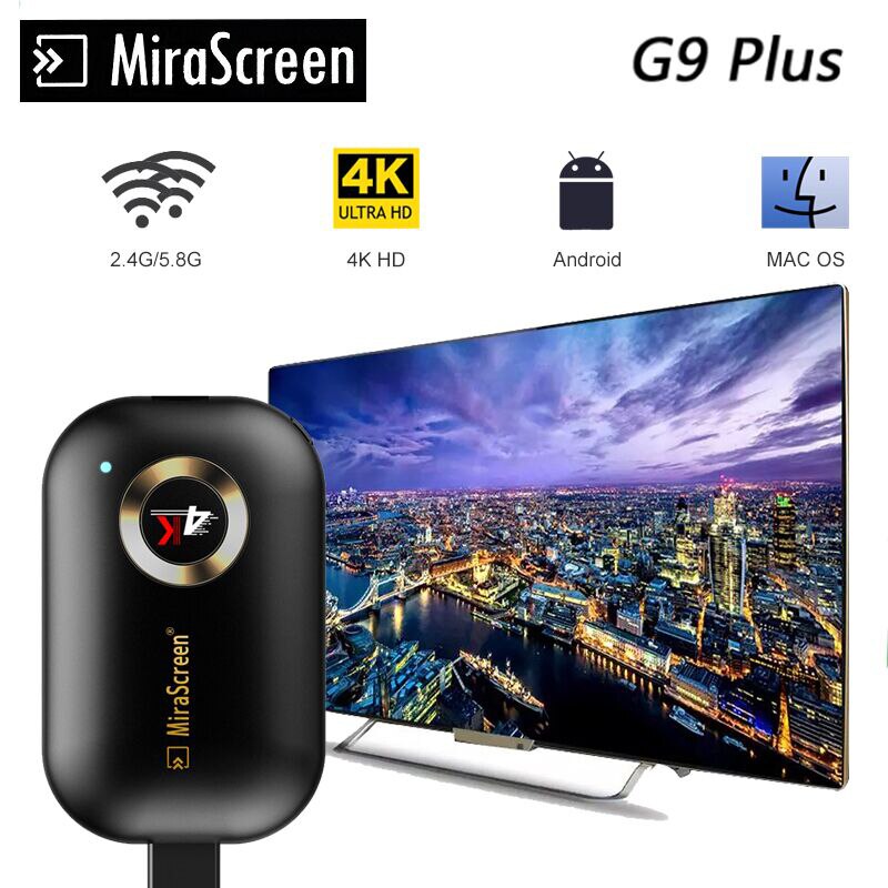 4k tv sticks  g9 plus 2.4g/5g miracast wireless dlna airplay mirascreen display mirror receiver tv-dongle für ios und android
