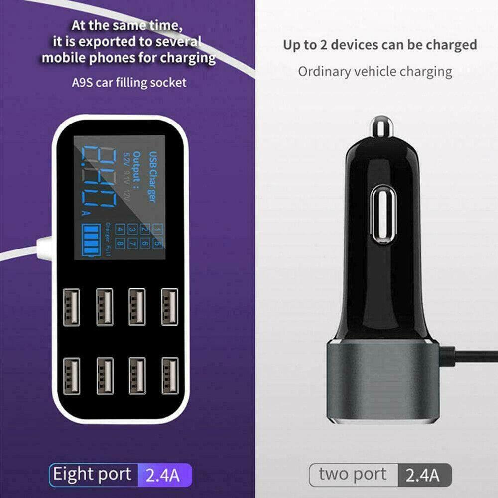 Auto Mobiele Telefoon Oplader Super Pu Usb Opladen Auto 8-Poort Usb Lader Sigarettenaansteker Direct Lading