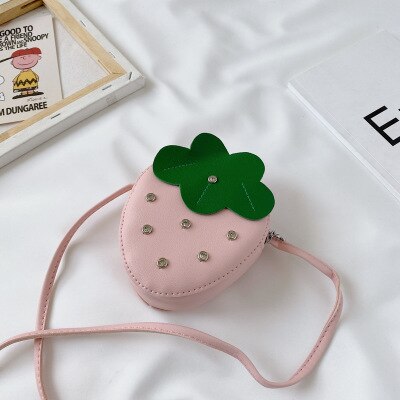 Lovely Little Girls Crossbody Purse Fruit Shaped Shoulder Bag Chic Coin Purse for Daily Use Children Bags Summer: Pink