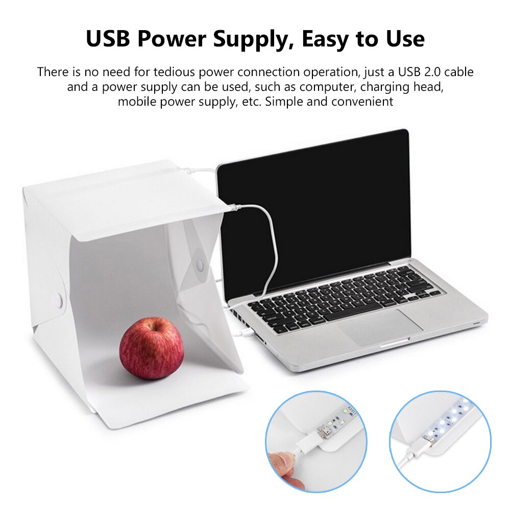 20/30/40cm Dual Led Panels Photo Studio Box Lightbox Button Fasten Folding Photography Tabletop Shooting Softbox Light Box