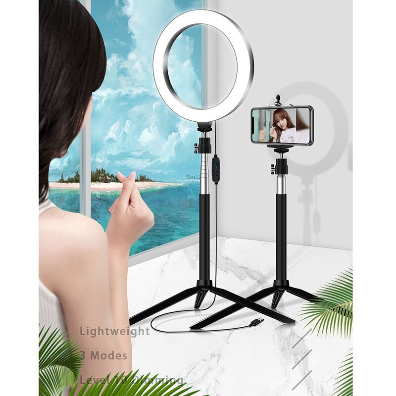 Led studio ringlamp foto videolamp dimbaar statief selfie camera telefoon