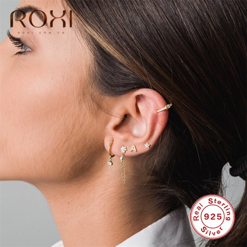 ROXI Luxury Female Zirconia Hoop Earrings for Women CZ Crystal Round Circle Earings Jewelry Korean Earrings Summer