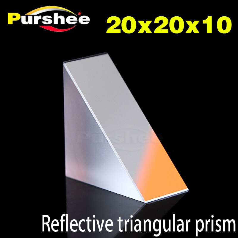 Optical glass driehoekig prisma met reflecterende film (20x20x10mm)
